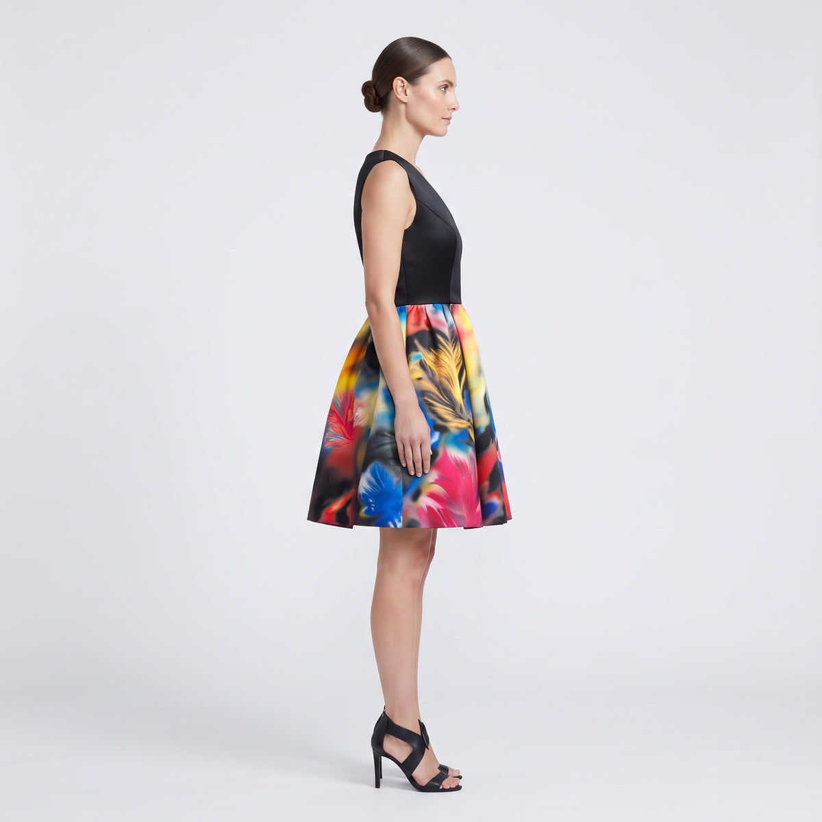 Vibrant Floral Sleeveless Cocktail Dress