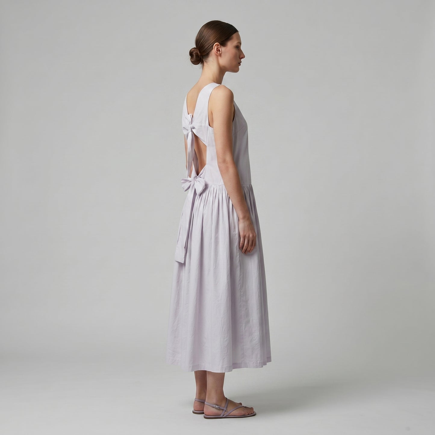 Minimalist Sleeveless Cotton Midi Dress