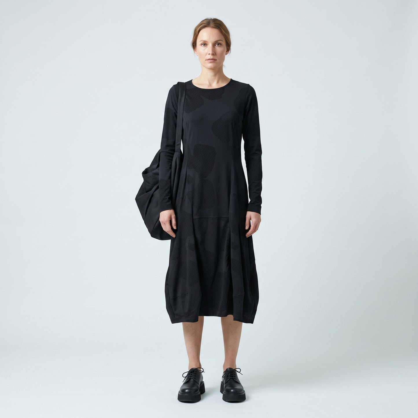 Textured Patterned Long Sleeve Dress