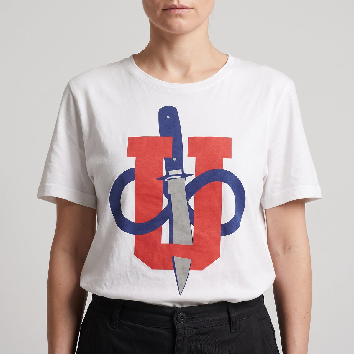 Graphic Knife Print Cotton Tee