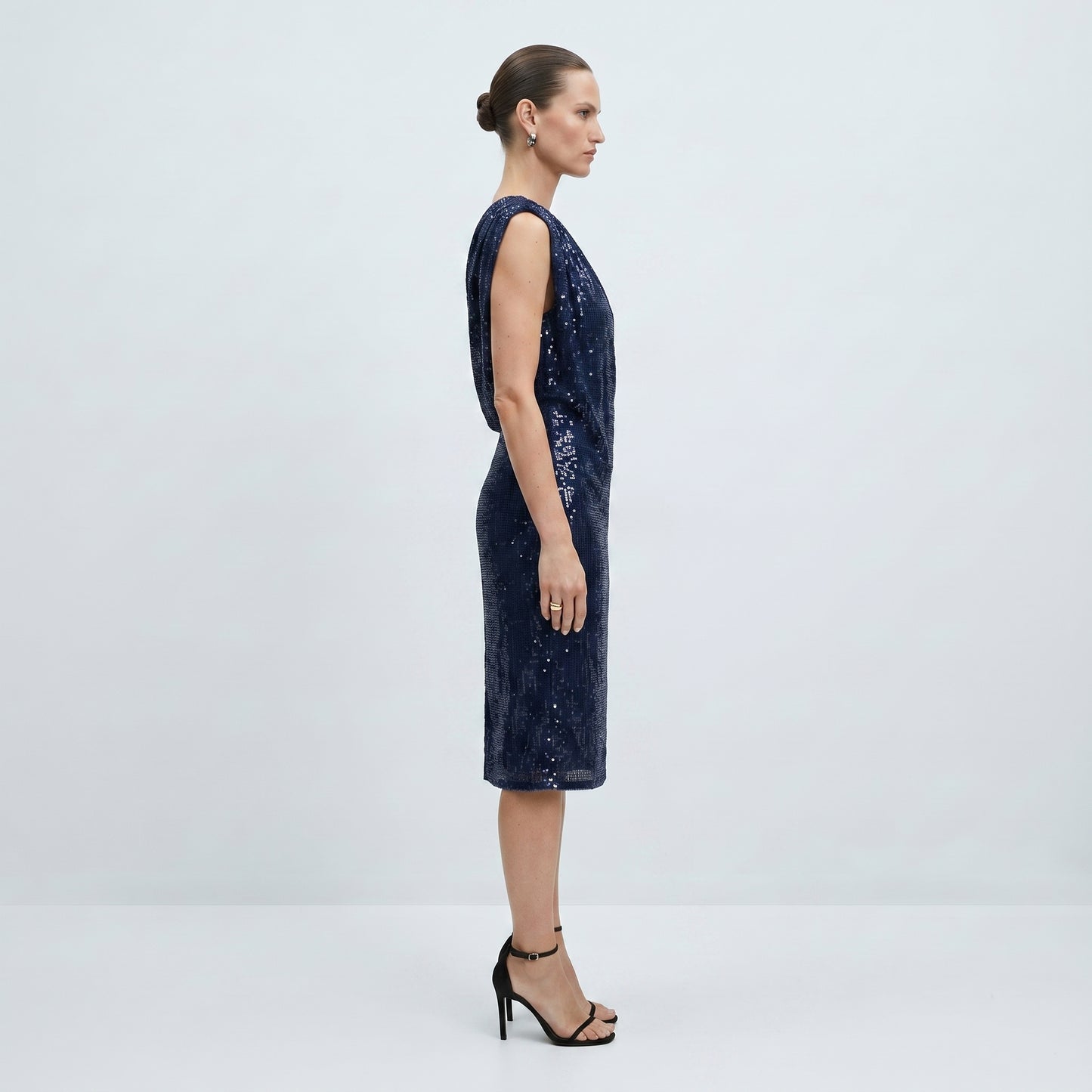 One-Shoulder Sequined knee Dress