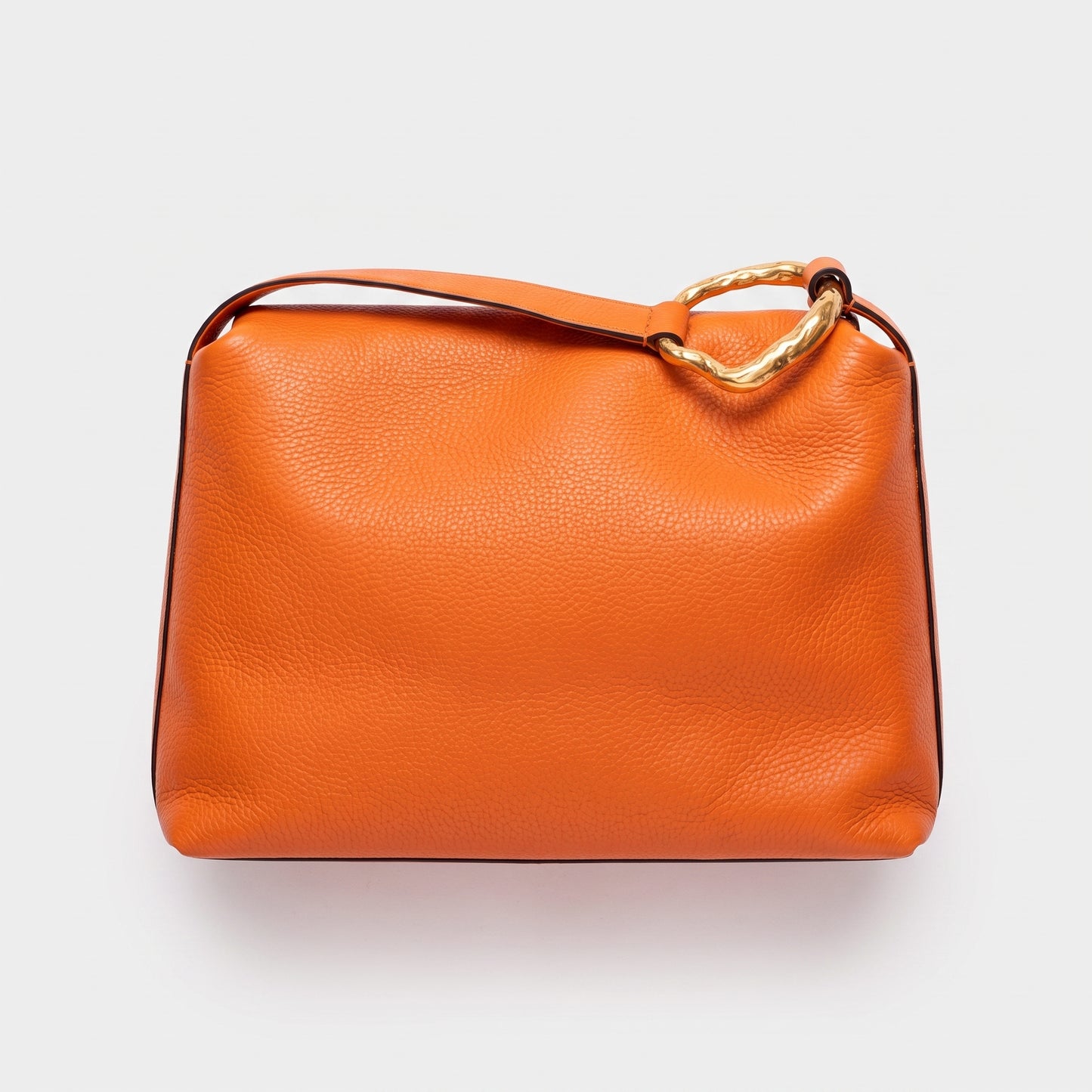 Orange Textured Leather Shoulder Bag