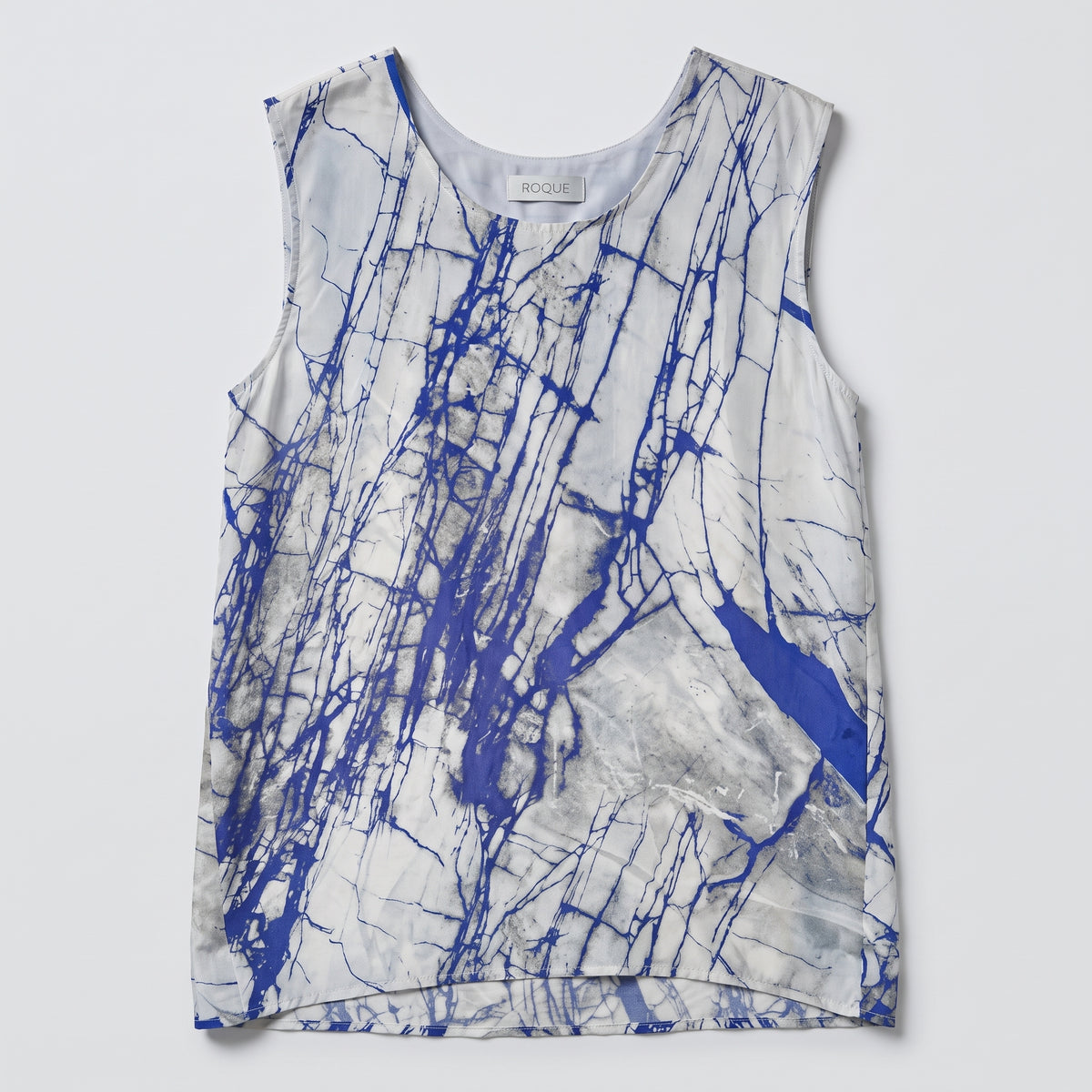 Marble Print Sleeveless Silk Top