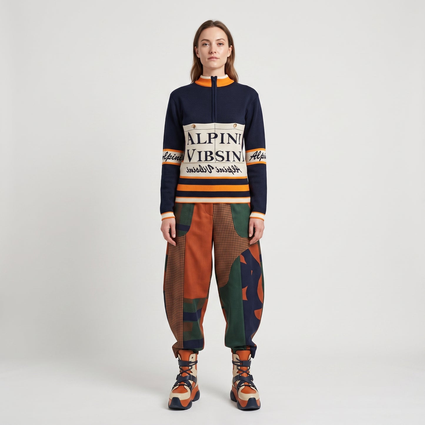 Graphic Quarter-Zip Knit Pullover