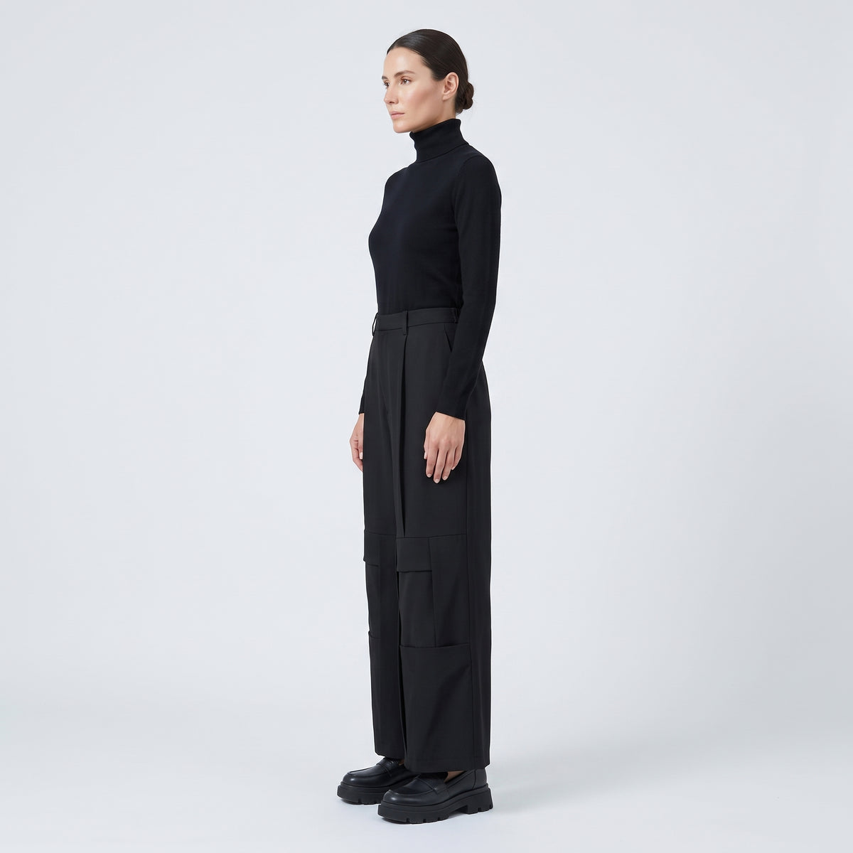 Tailored Wide Leg Cargo Trousers