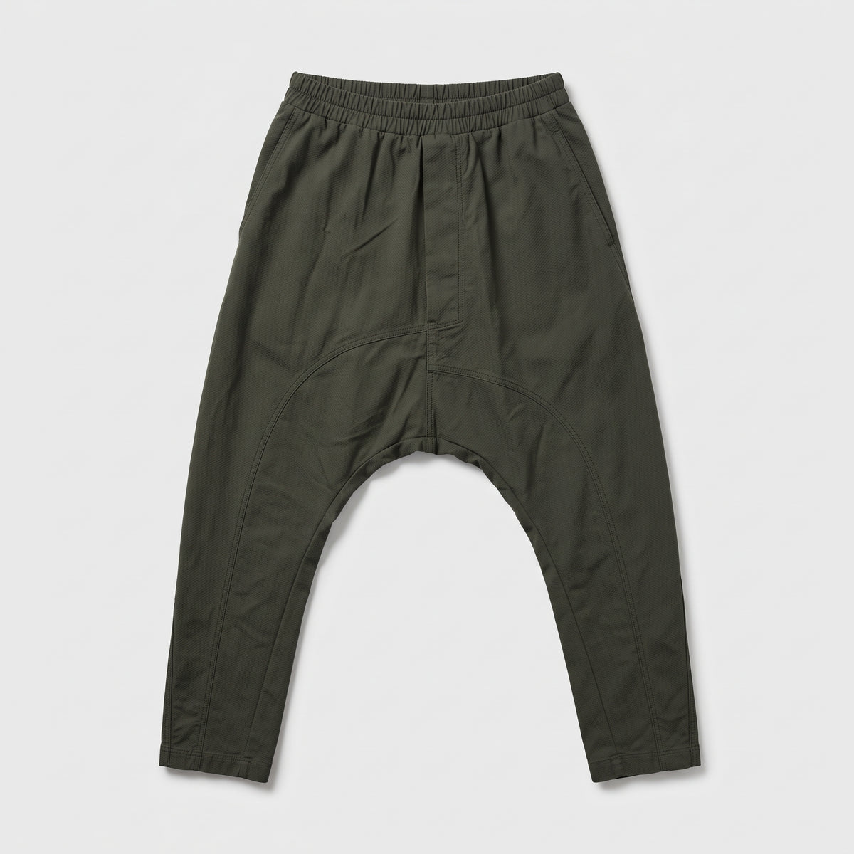Relaxed Drop-Crotch Olive Trousers