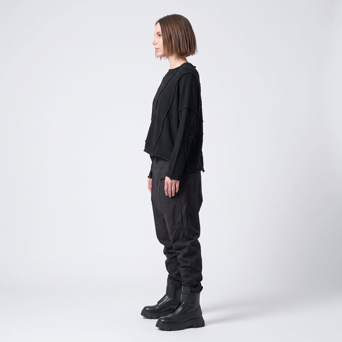 Black Cargo Drop Crotch Pants