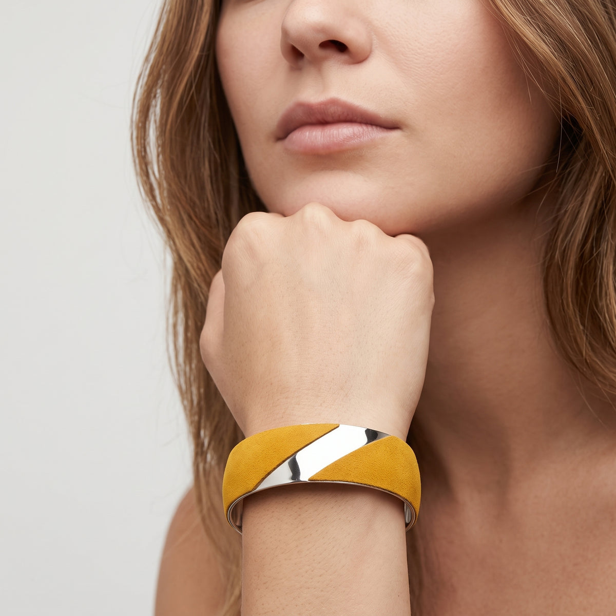 Suede and Metal Cuff Bracelet