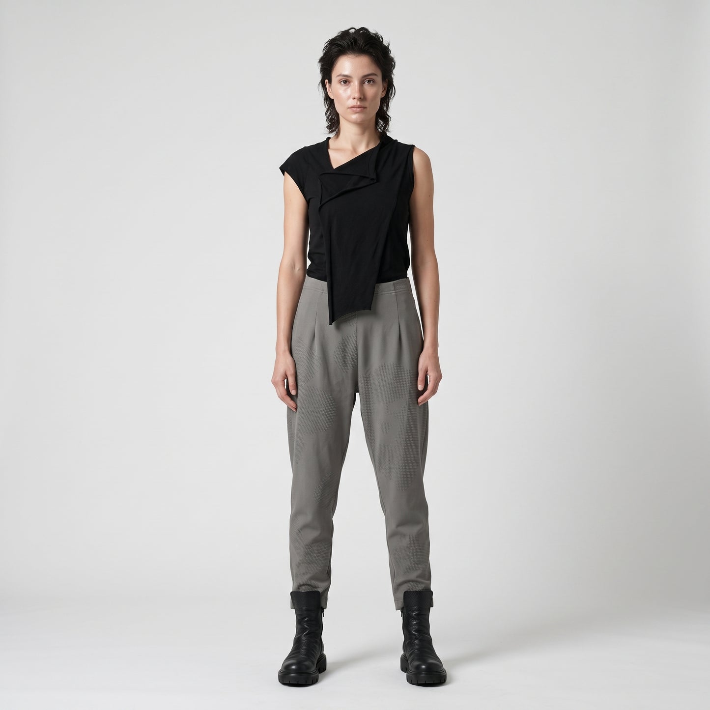 Textured Grey Tailored Trousers