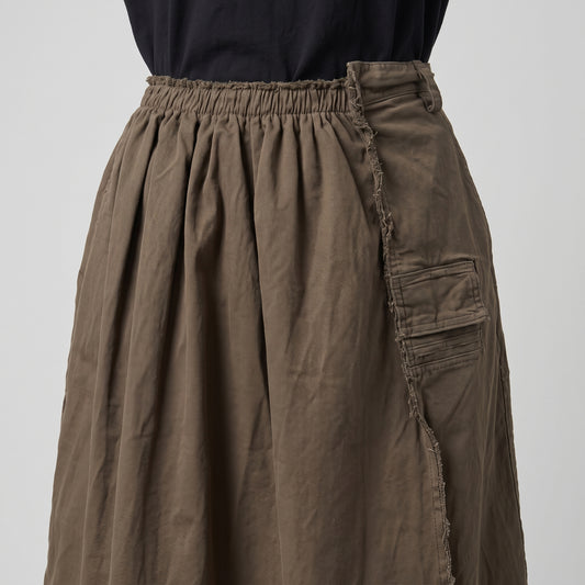 Asymmetric Olive Cargo Skirt