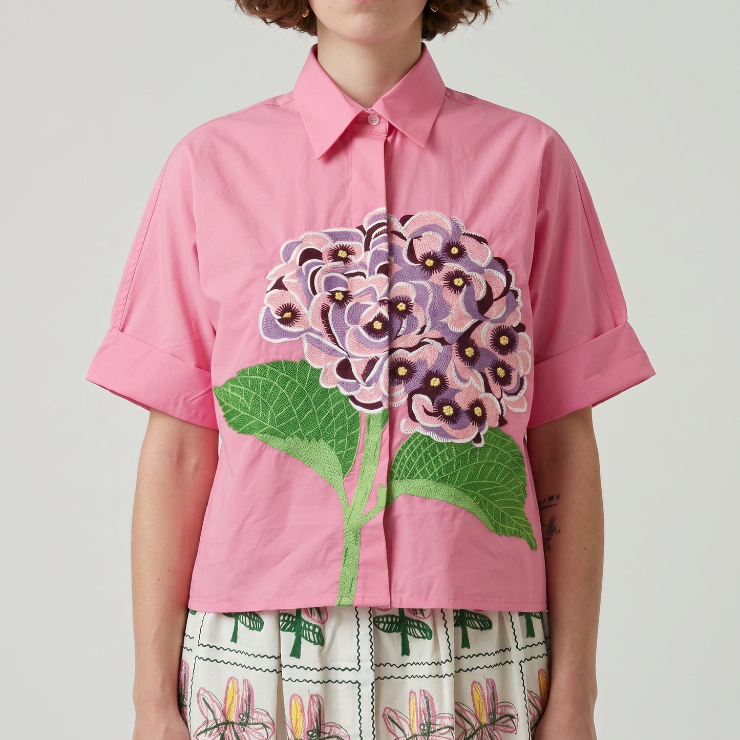 Embroidered Floral Boxy Shirt