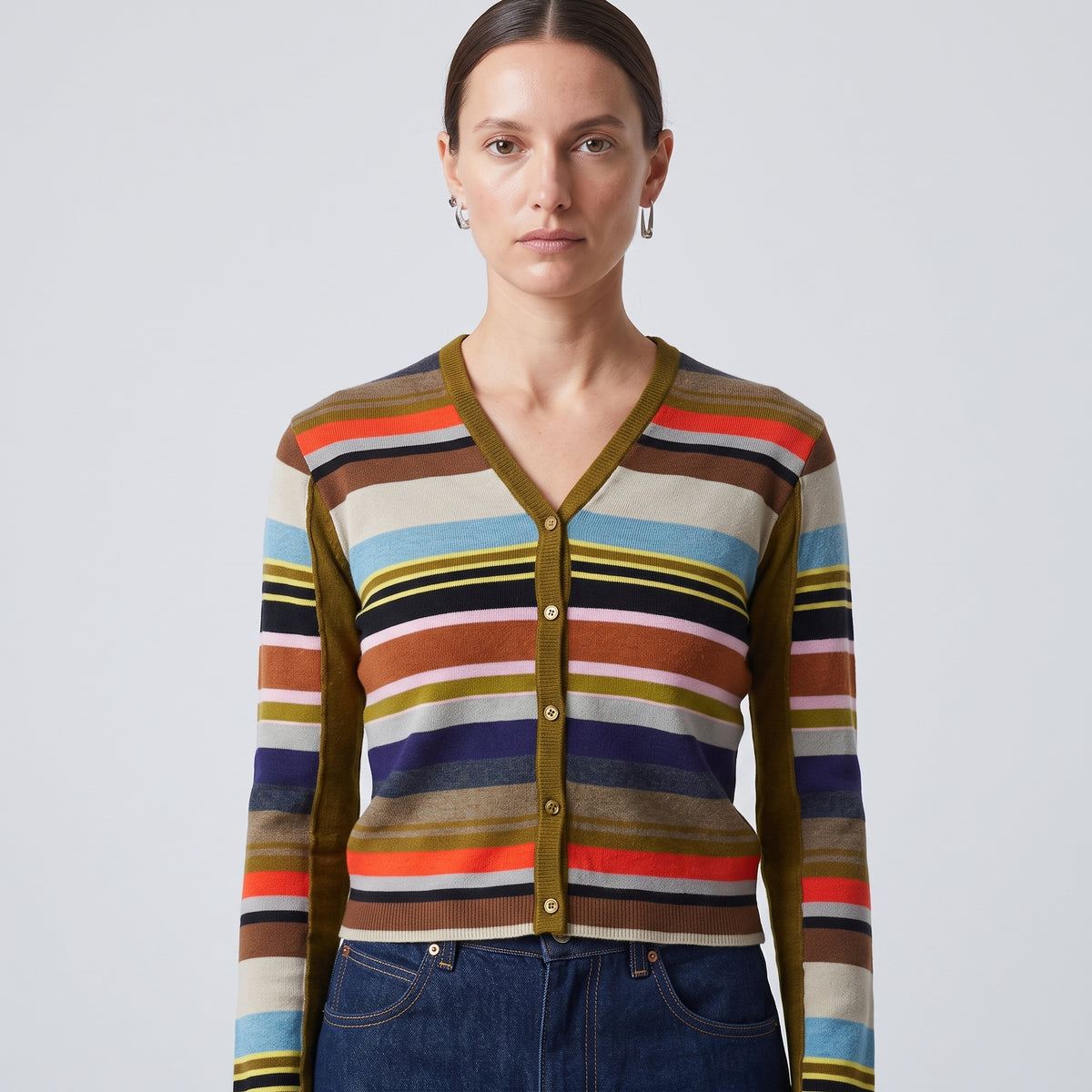 Multicolor Striped Knit Cardigan