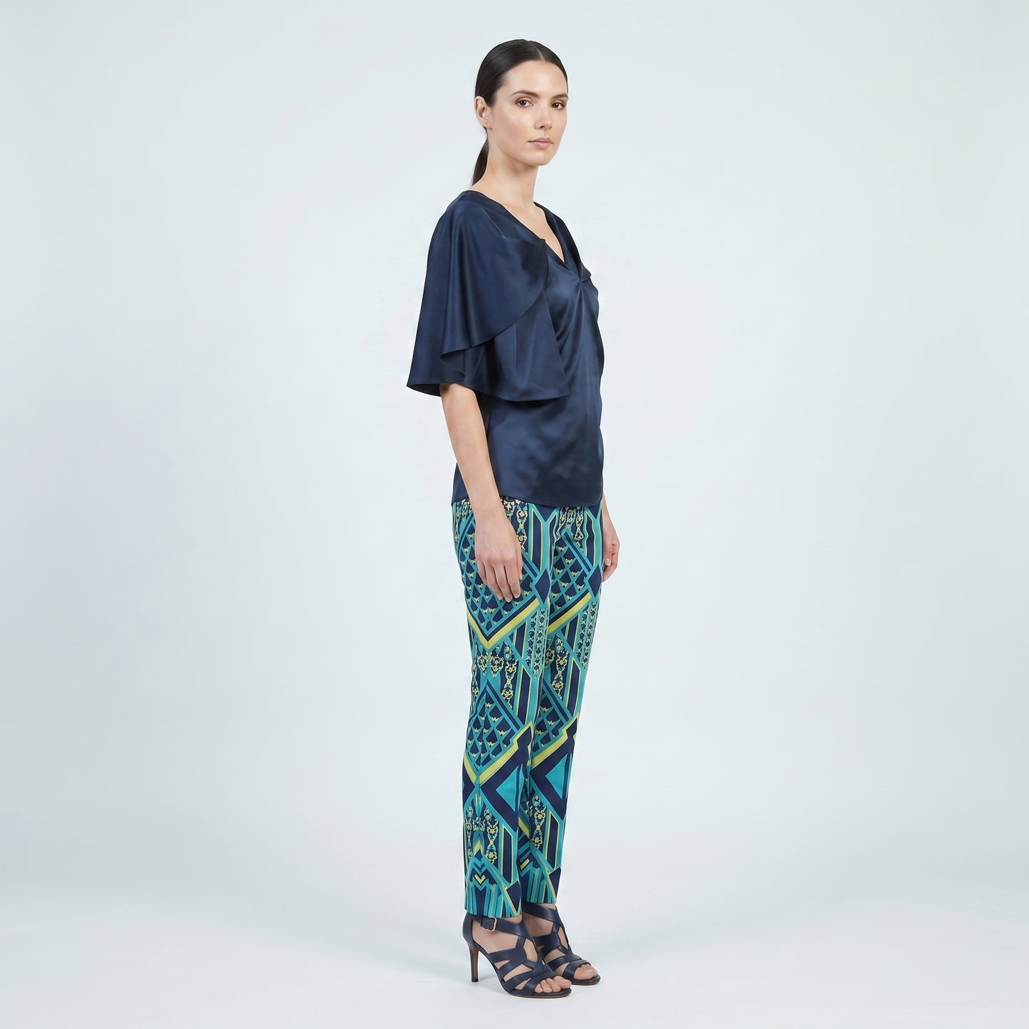 Draped Asymmetric Satin Blouse