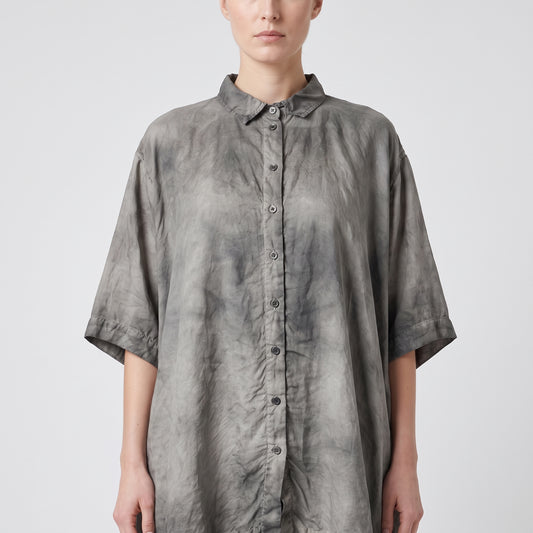 Distressed Washed Short-Sleeve Shirt
