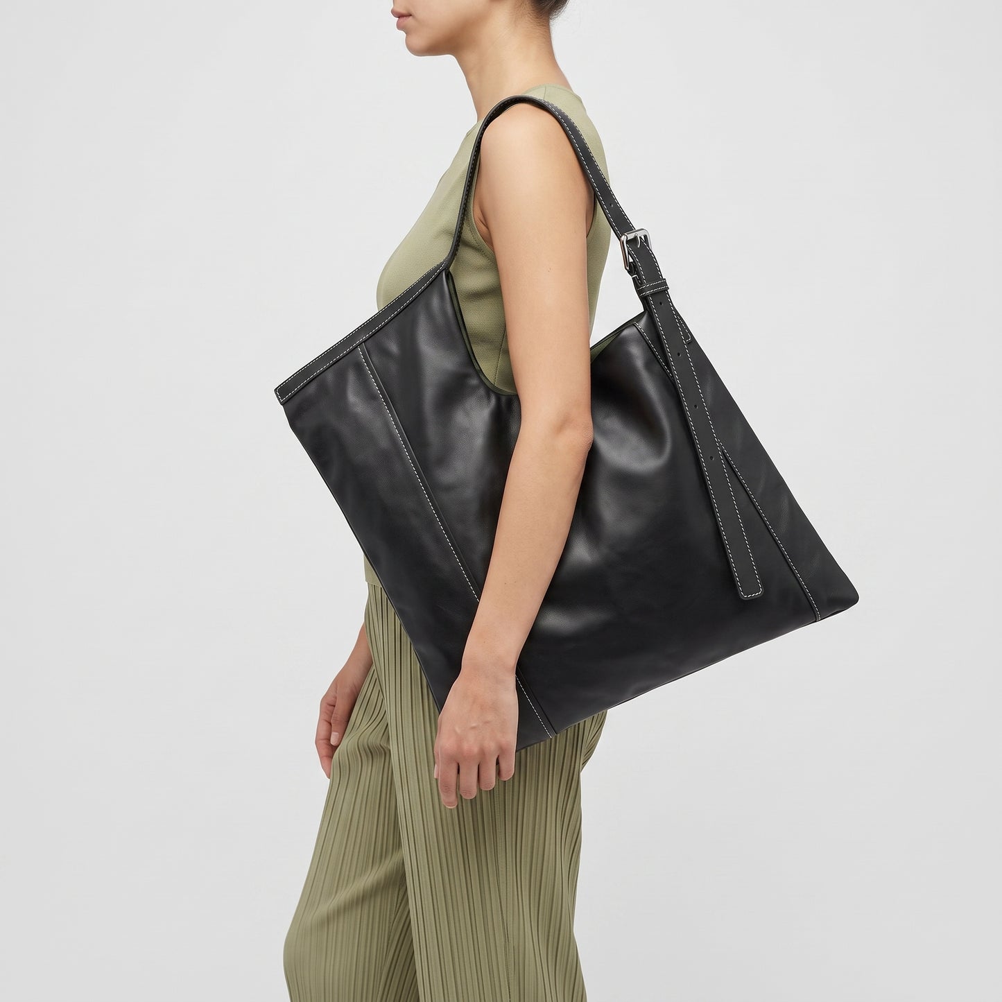 Asymmetrical Leather Shoulder Bag