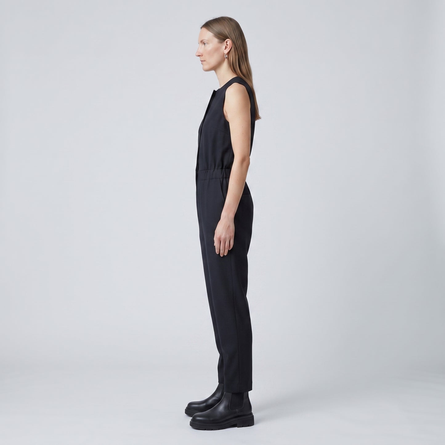 Sleeveless Tailored Black Jumpsuit