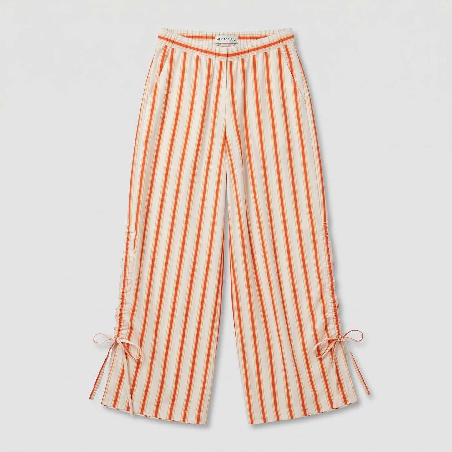 Striped Wide-Leg Drawstring Trousers