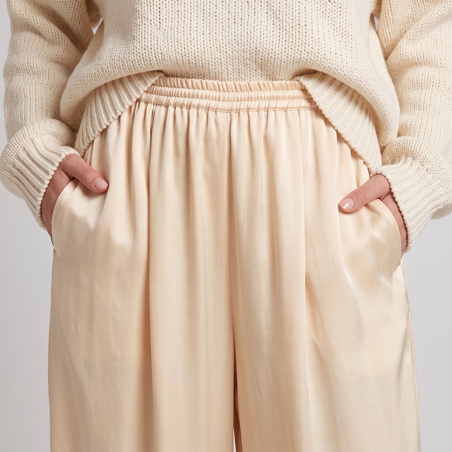 Silk Satin Wide-Leg Trousers