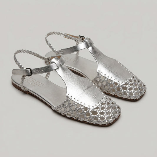 Metallic Braided Leather Sandals