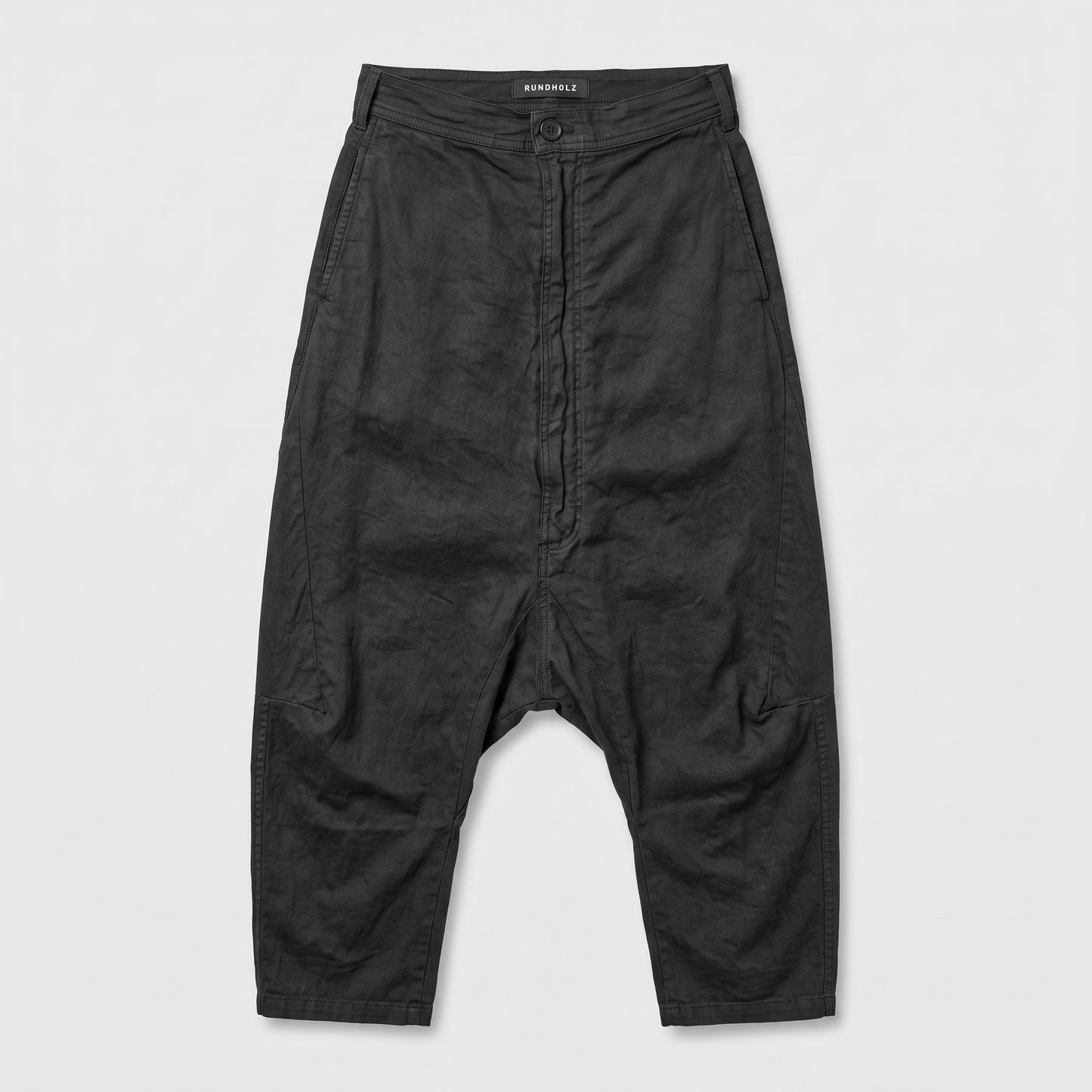 Black Cropped Drop-Crotch Trousers