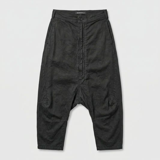 Black Cropped Drop-Crotch Trousers