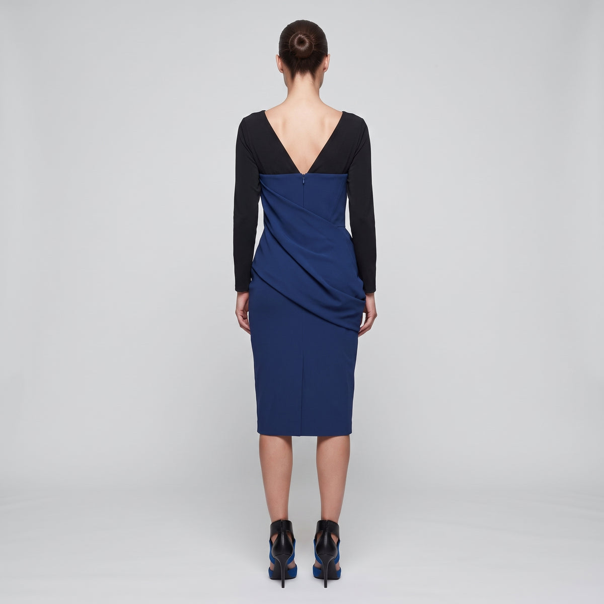 Two-Tone Draped Cocktail Dress