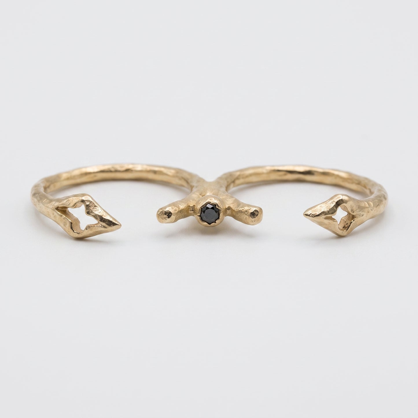 Dual Finger Hammered Gold Ring