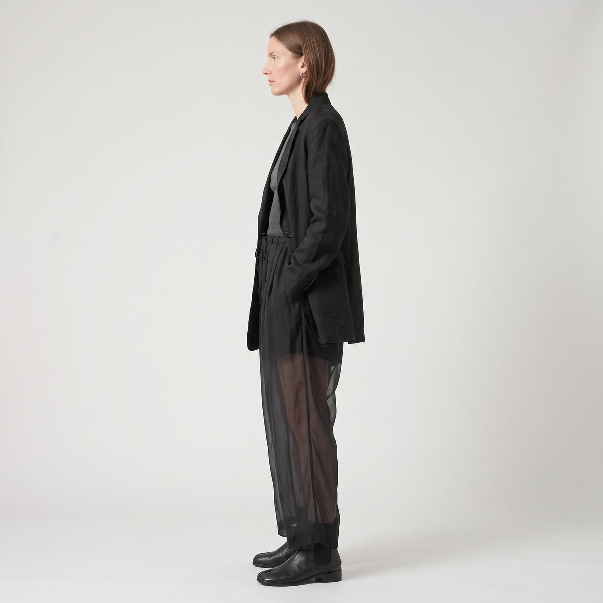 Sheer Layered Wide-Leg Trousers