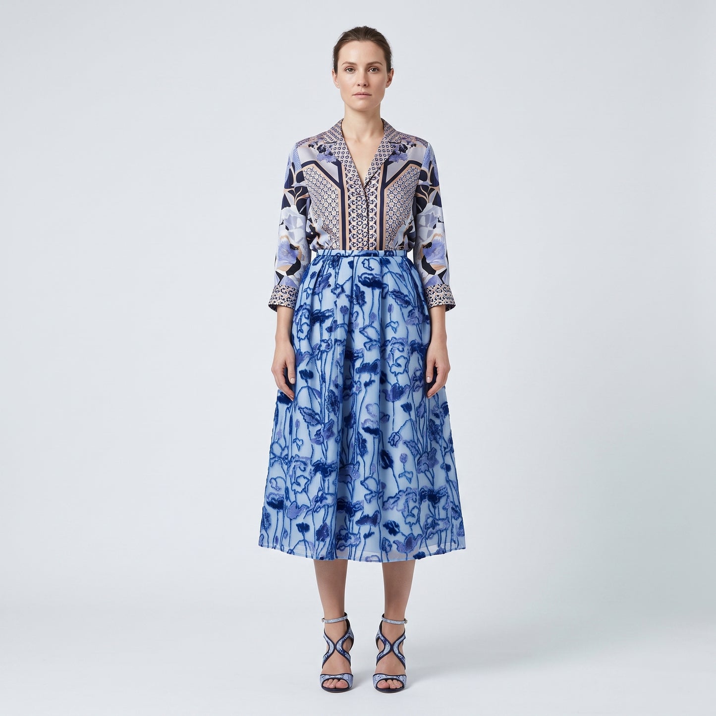 Floral Embroidered Midi Skirt