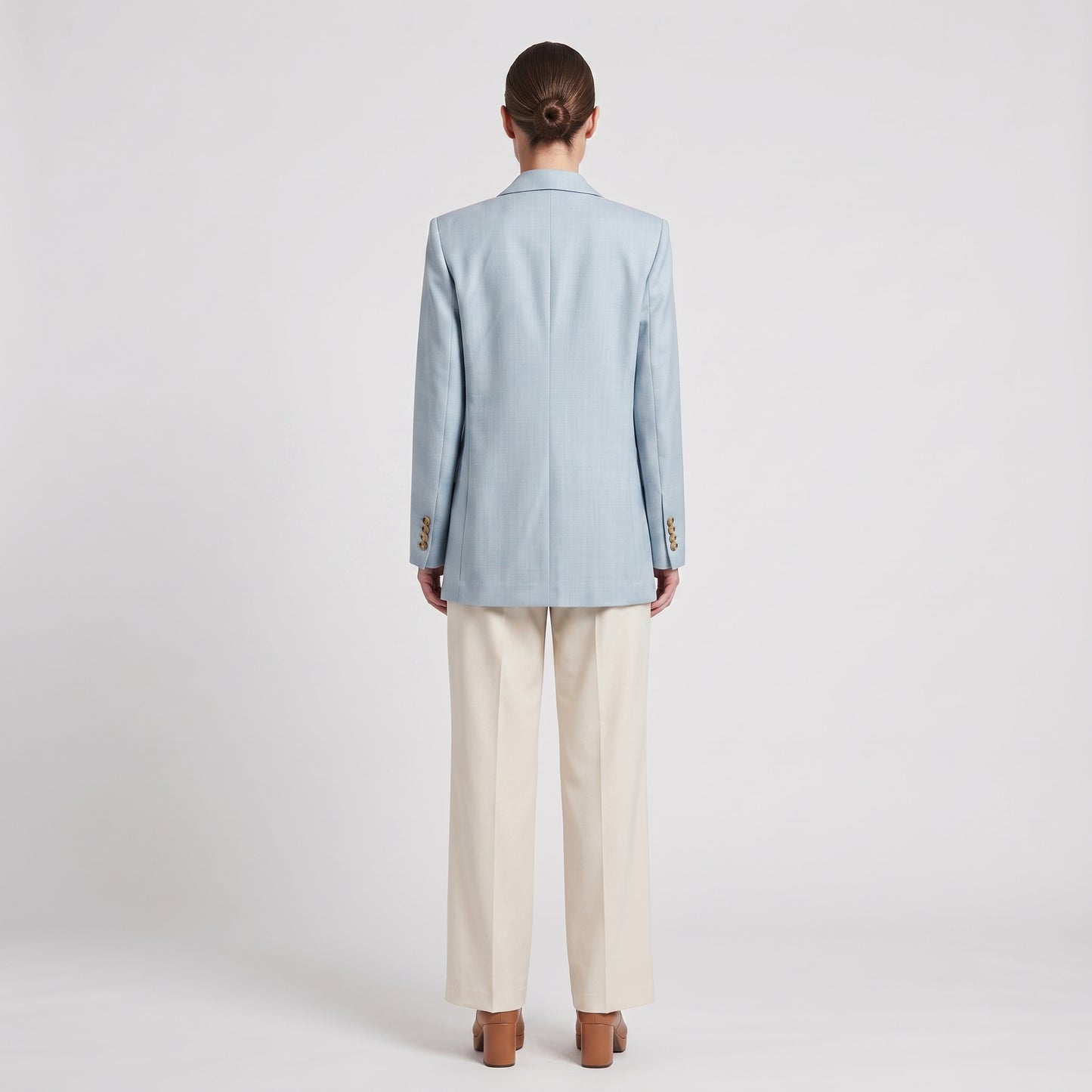 Powder Blue Tailored Single-Breasted Blazer