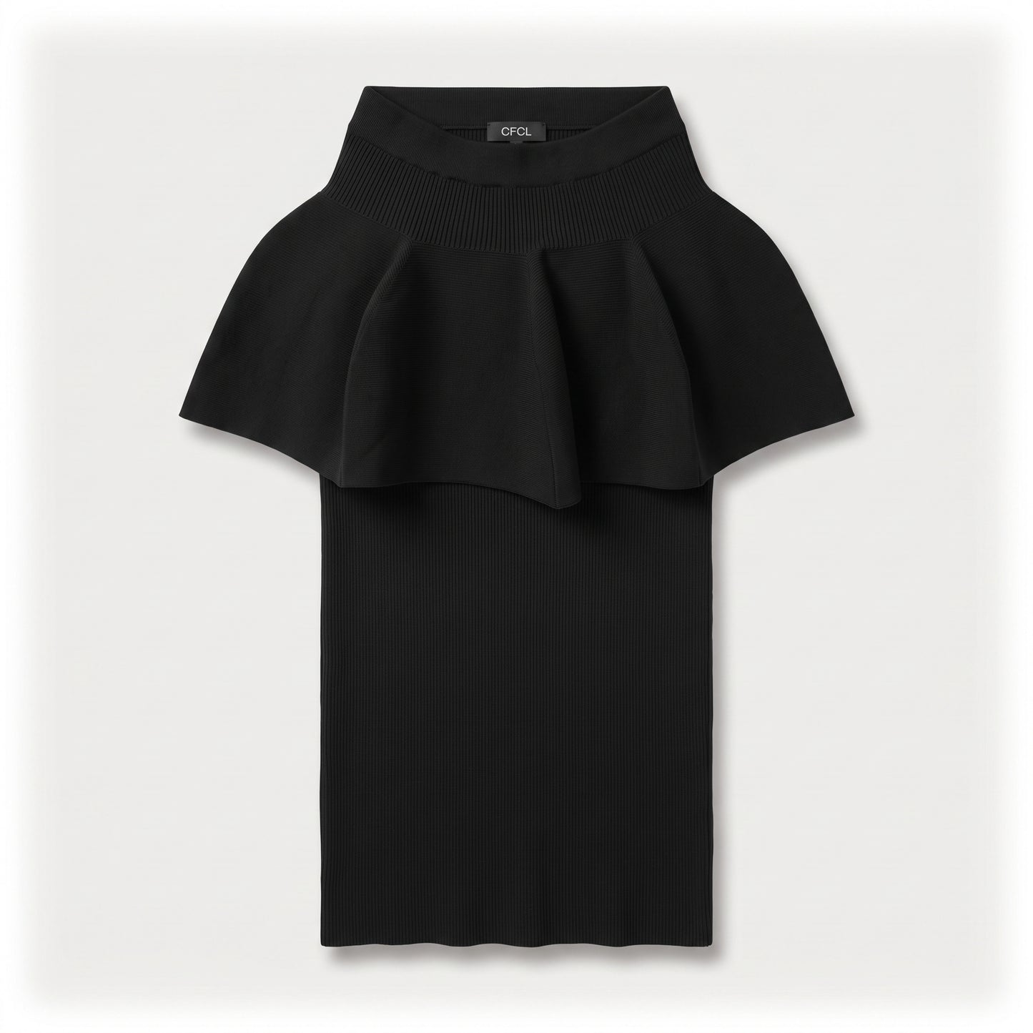 Architectural Peplum Ribbed Knit Top