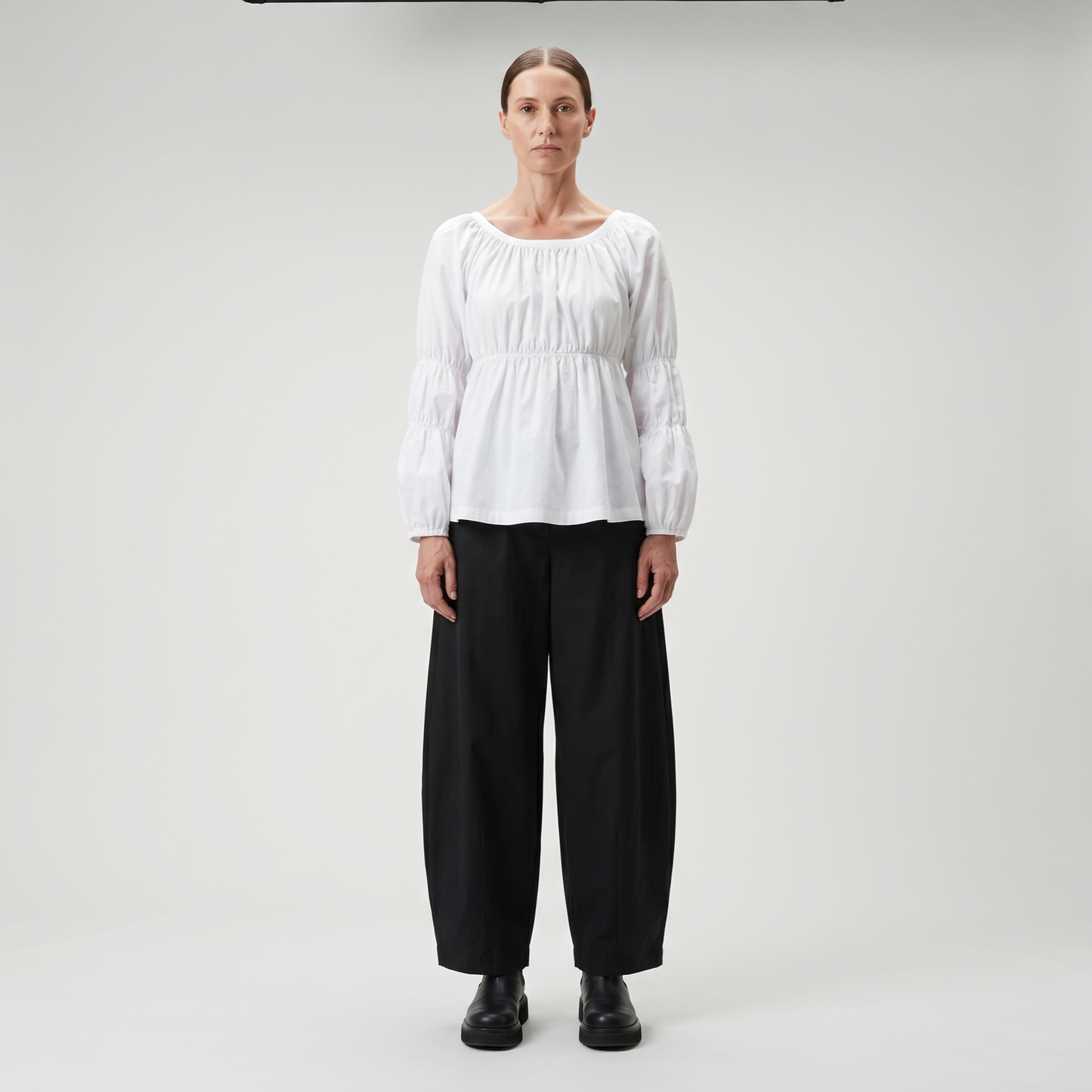 Gathered Waist Peplum Blouse