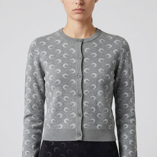 Iconic Moon Pattern Wool Cardigan