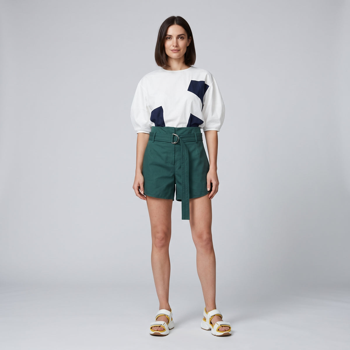 Emerald High-Waisted Belted Shorts