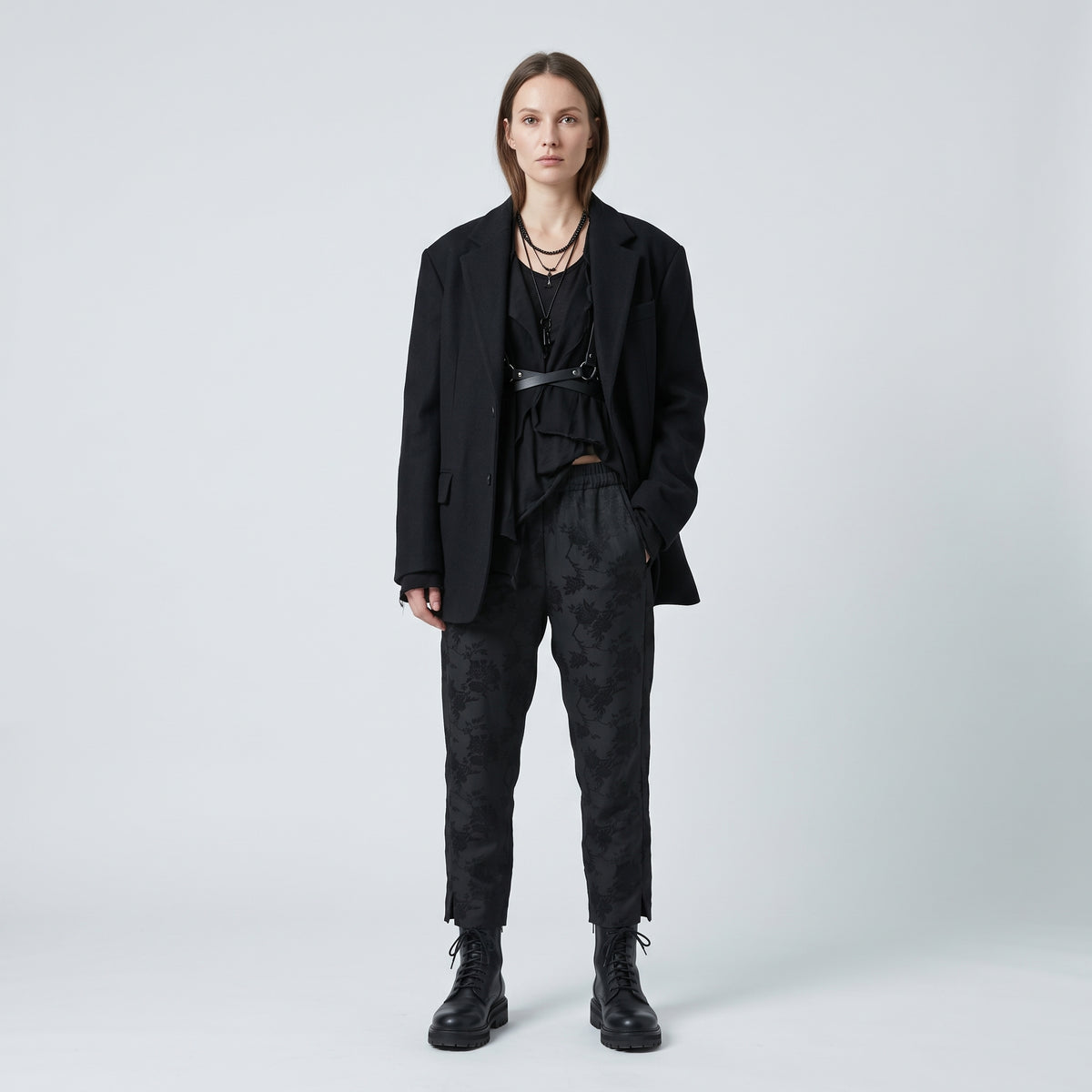 Floral Jacquard Tailored Trousers