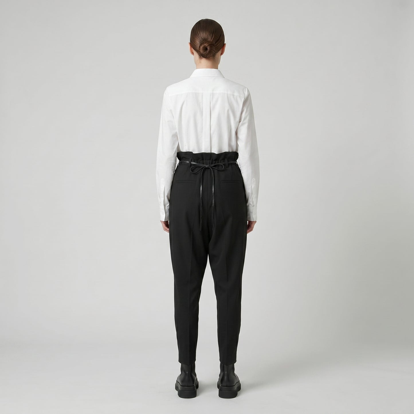 High-Waist Paperbag Tailored Trousers