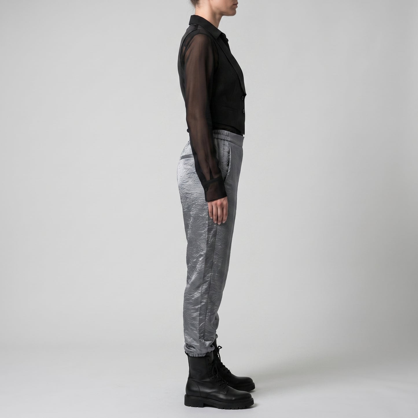 Metallic Crinkled Elasticated Trousers