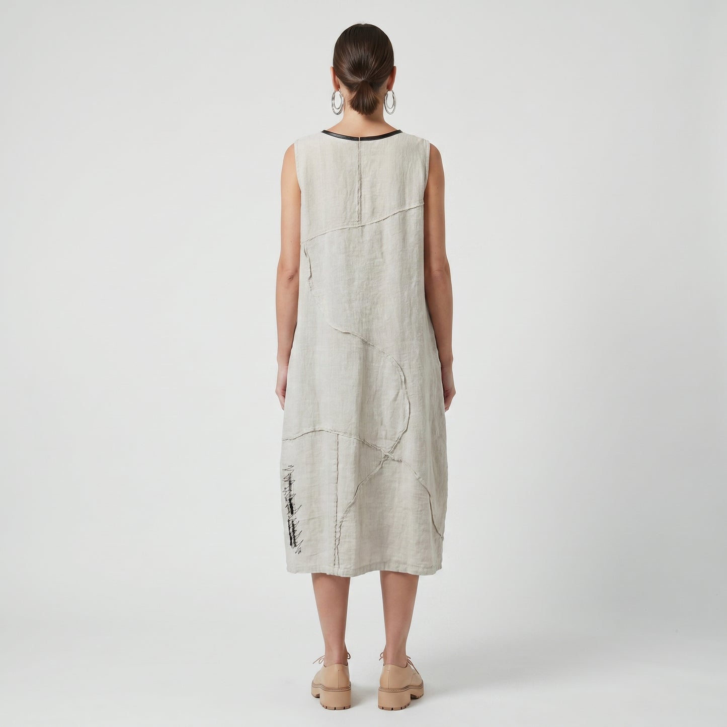 Abstract Print Linen Shift Dress