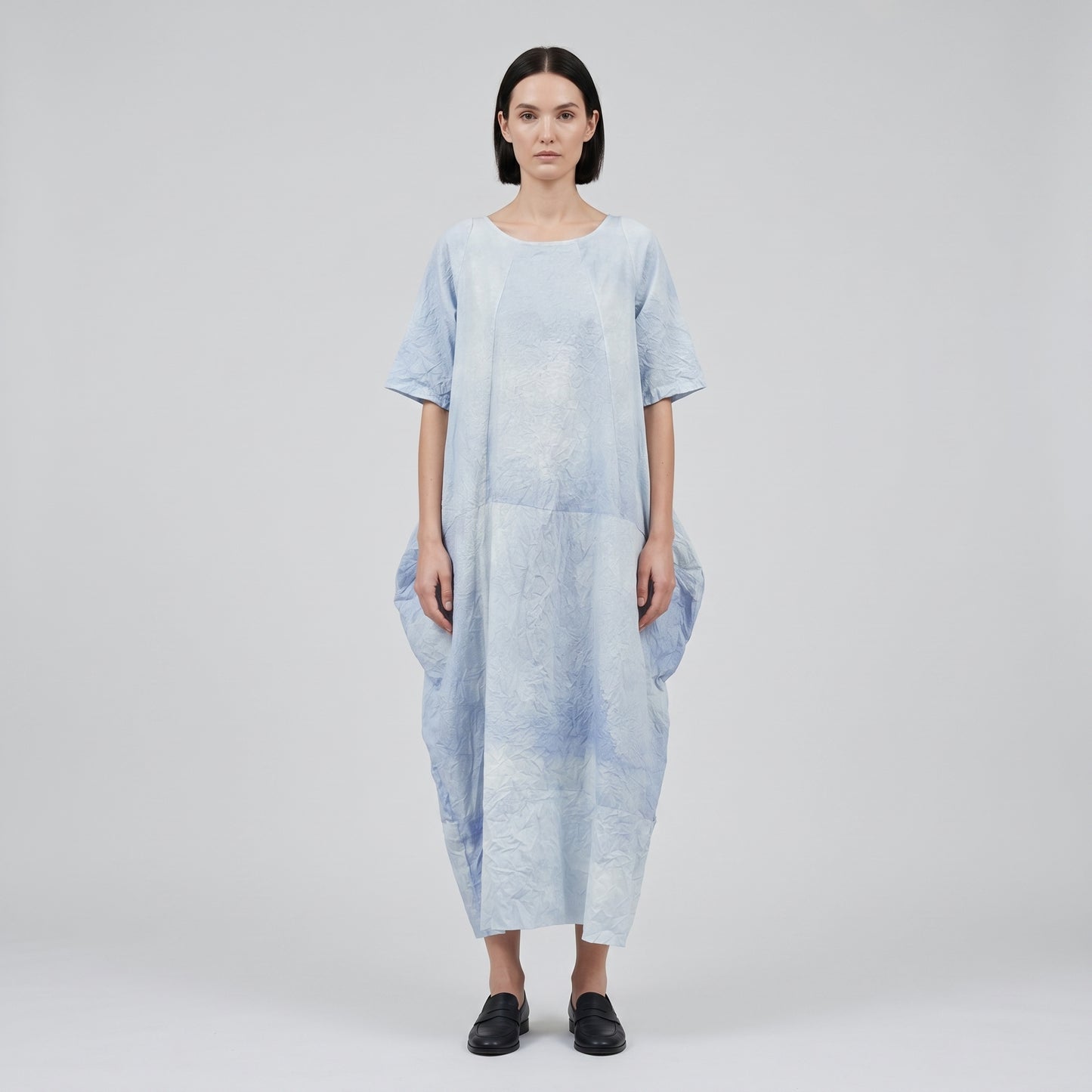 Crinkled Cloud Print Cocoon Dress