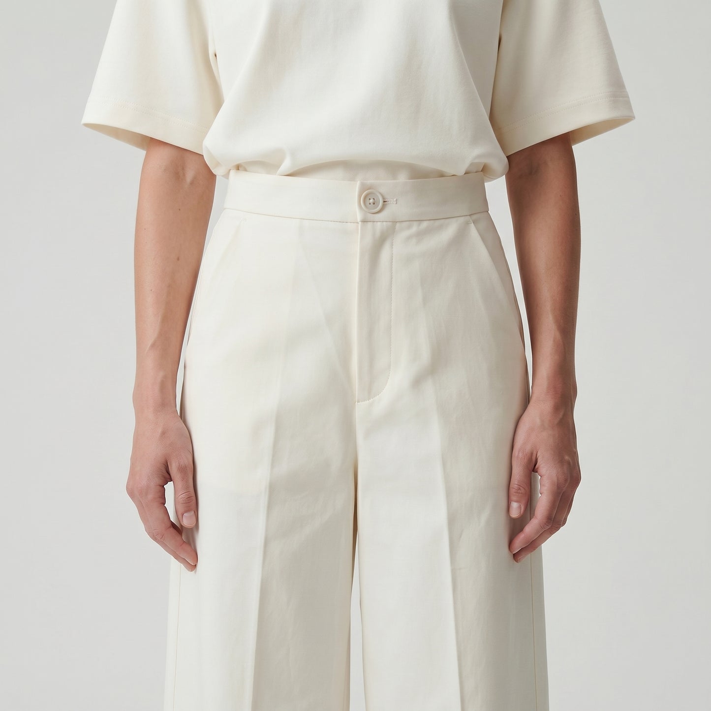 High-Waisted Tailored Wide Trousers