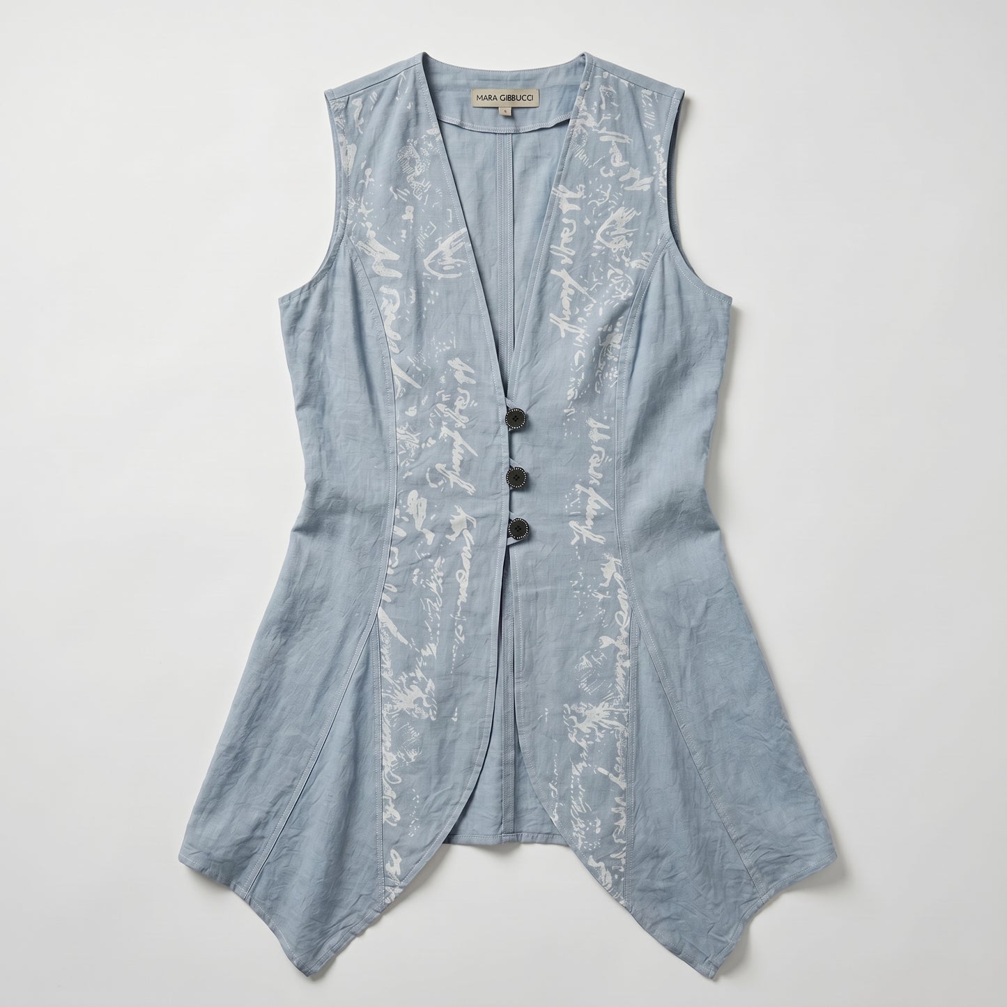 Tailored Printed Linen Vest