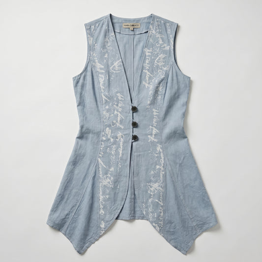 Tailored Printed Linen Vest