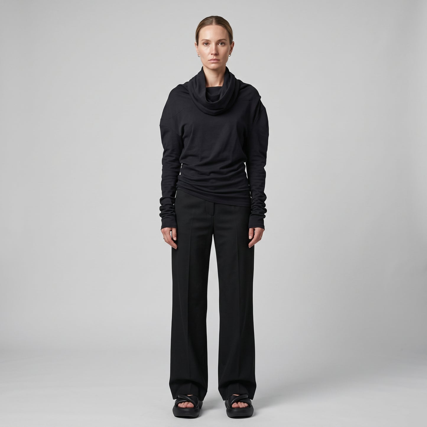 Draped Neck Long Sleeve Top