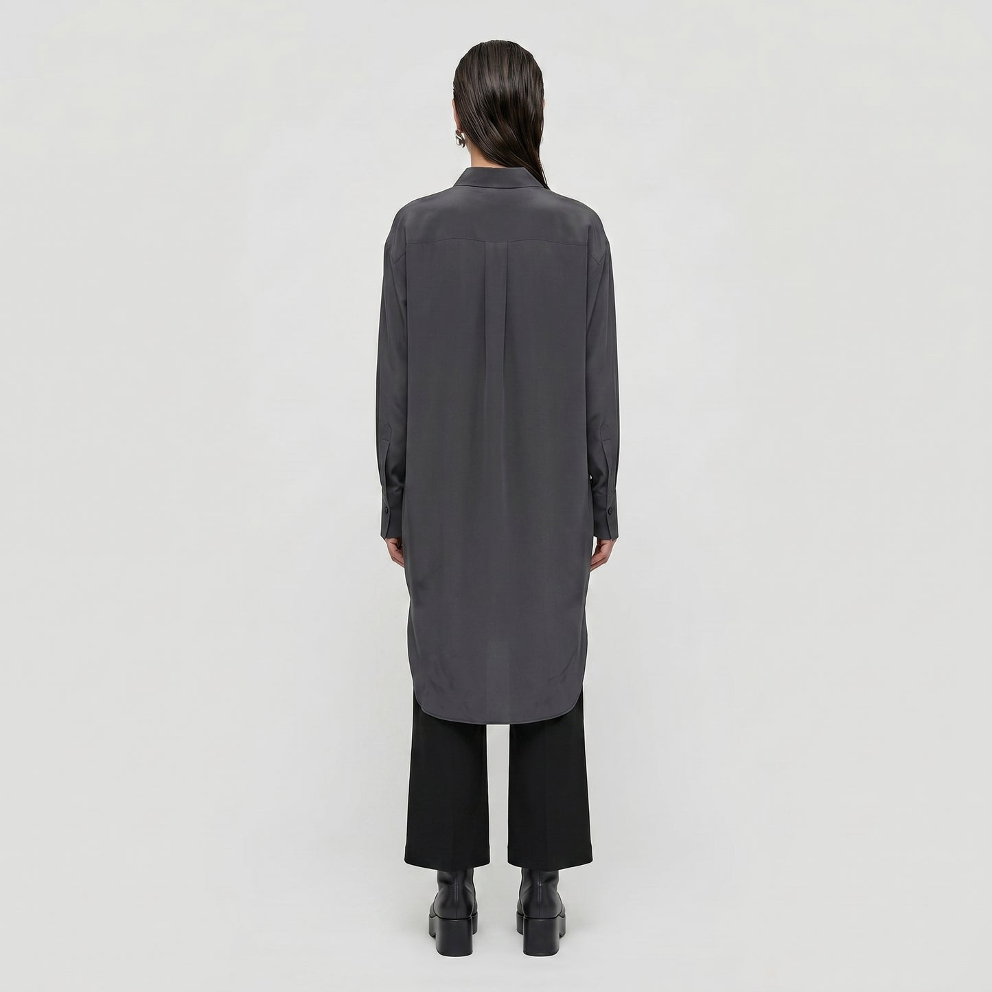 Minimalist Charcoal Silk Blouse