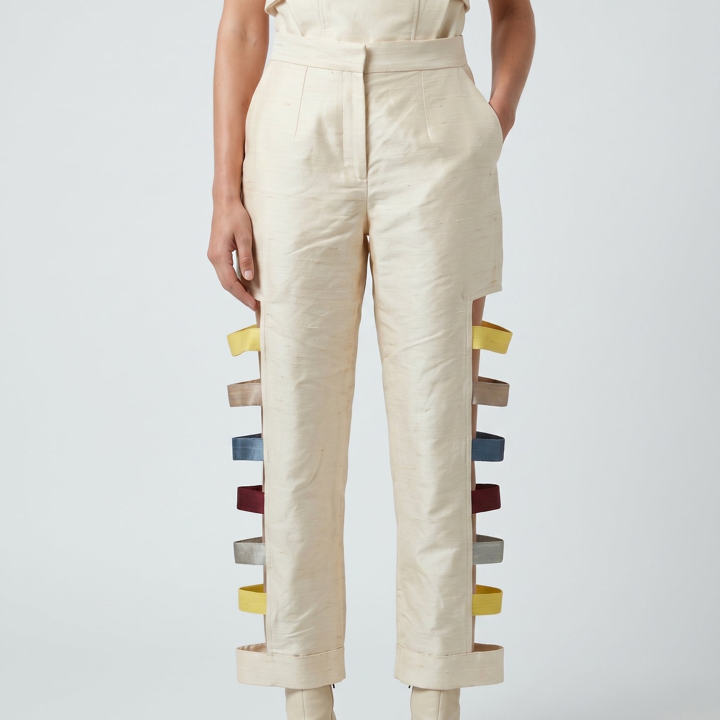 Cutout Multi-Strap Tailored Trousers