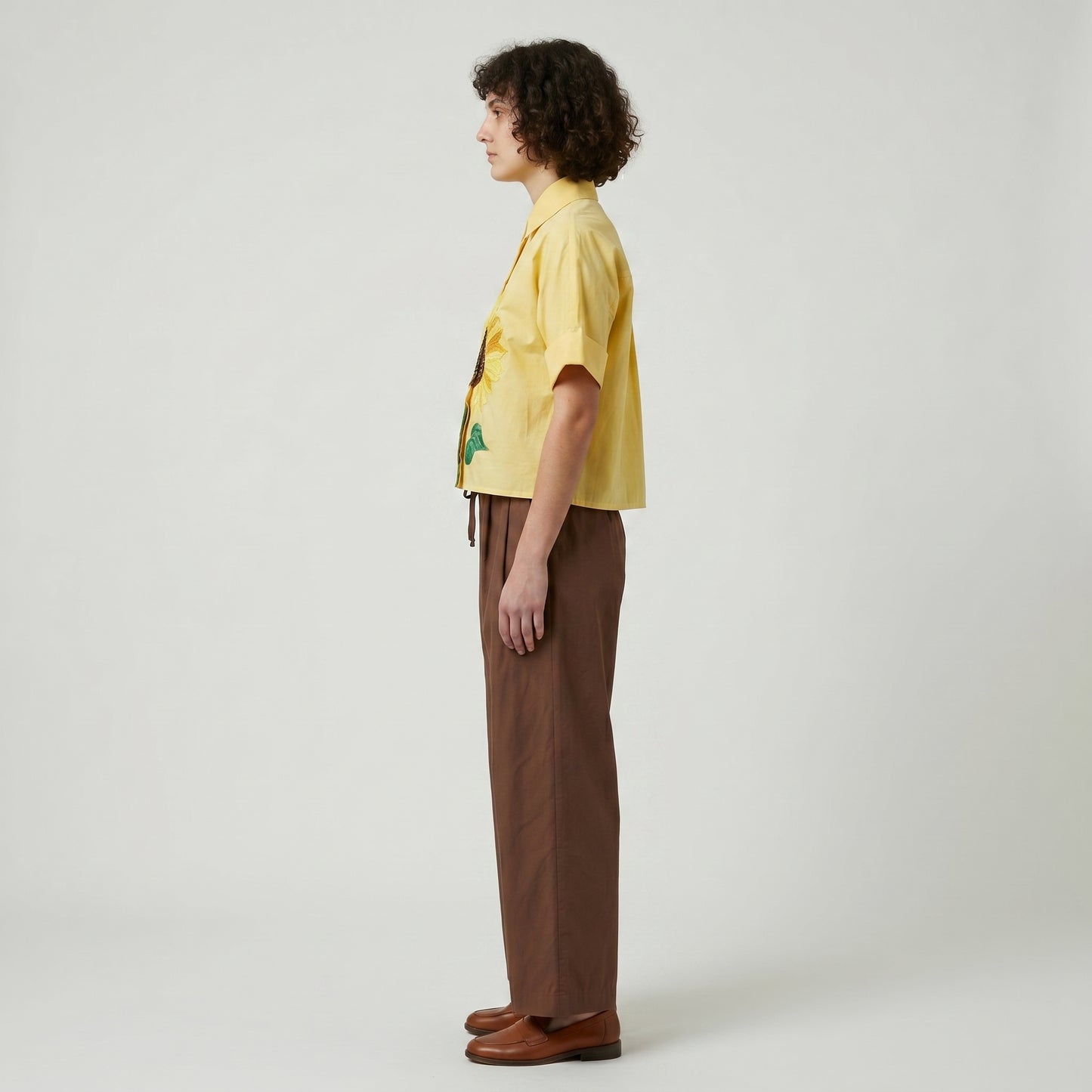 Embroidered Sunflower Cotton Shirt