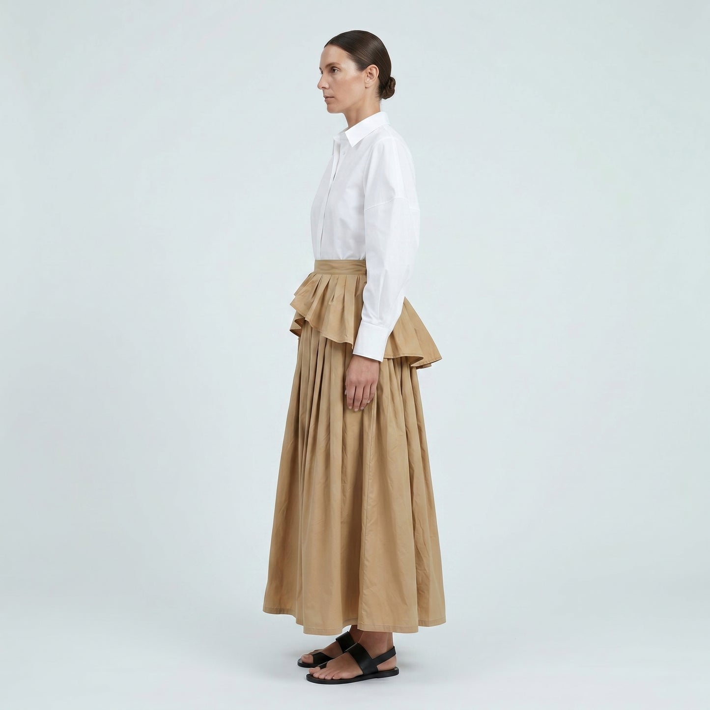 Asymmetric Ruffled Midi Skirt