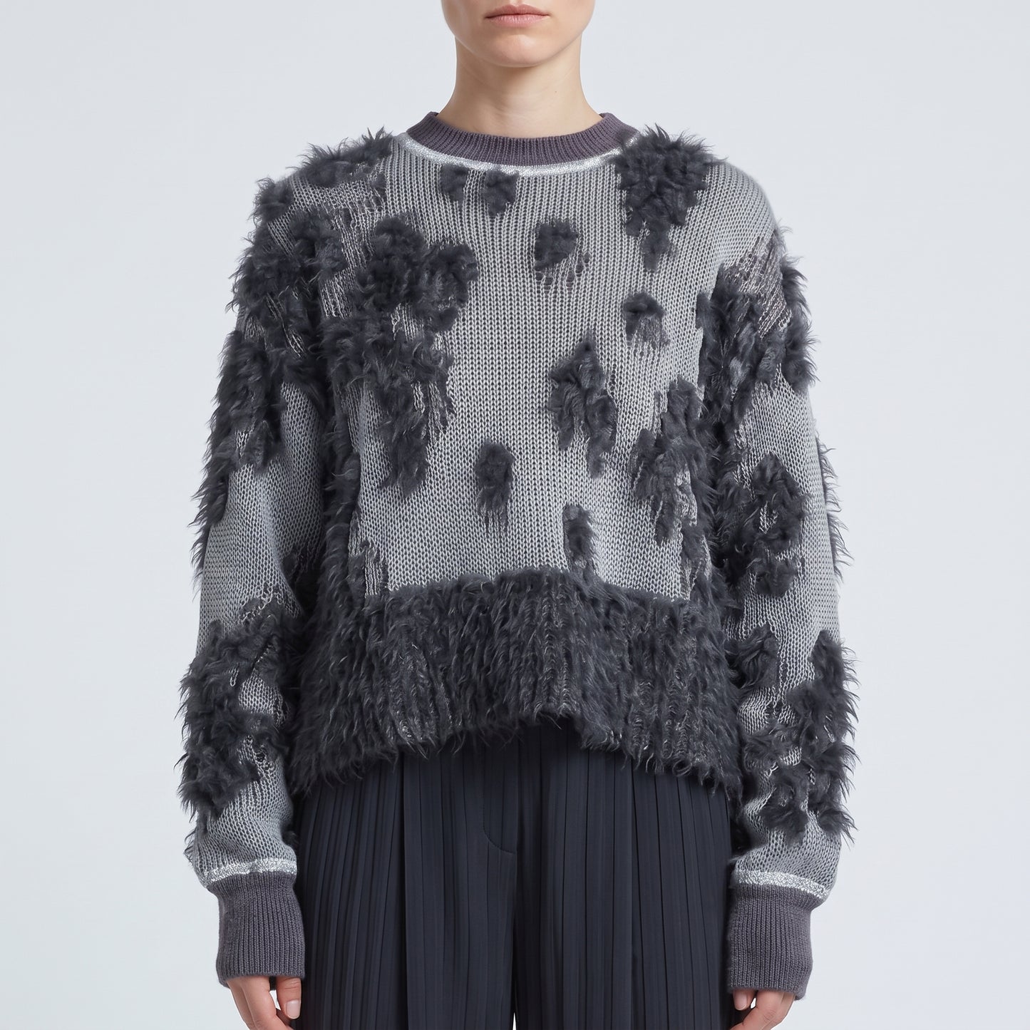 Textured Shaggy Knit Sweater
