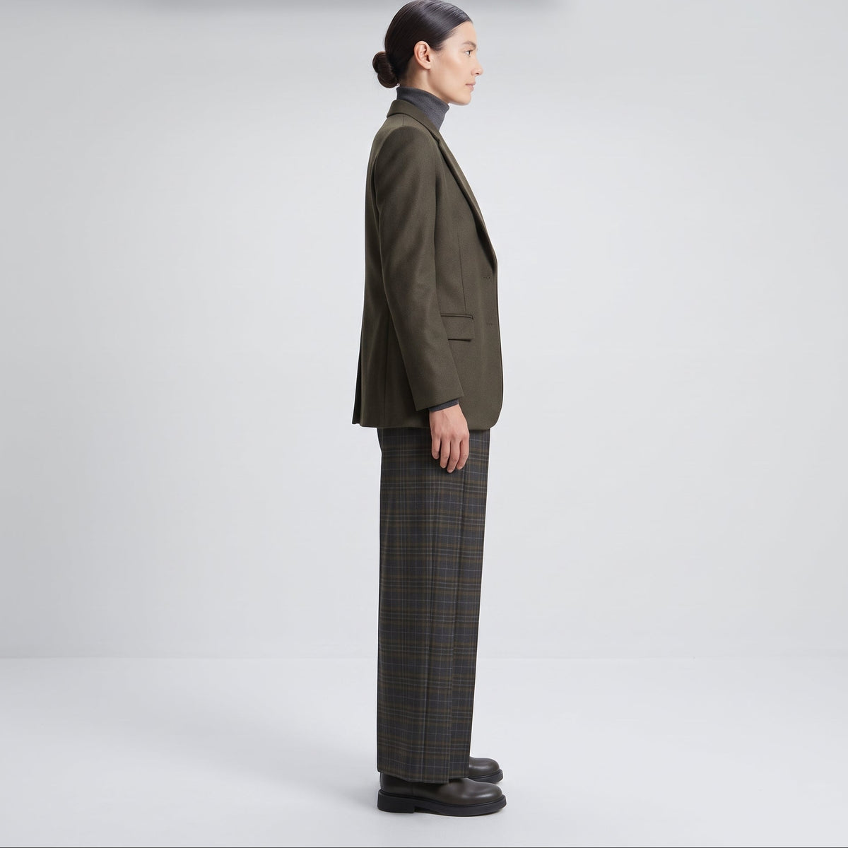 Tailored Plaid Wide-Leg Trousers