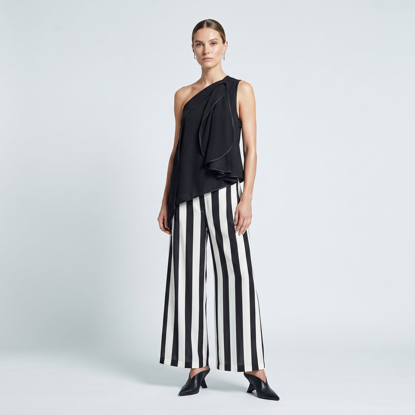 Architectural One-Shoulder Ruffle Top